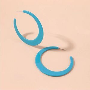 XX LARGE HOOPS 80s 90s Vibe OLD SCHOOL Blue Acrylic Hoop Circular Earrings NEW